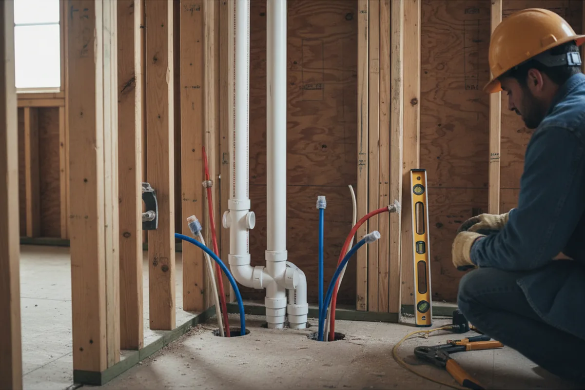 Drain and supply rough-in during Drain Cleaning in Icard