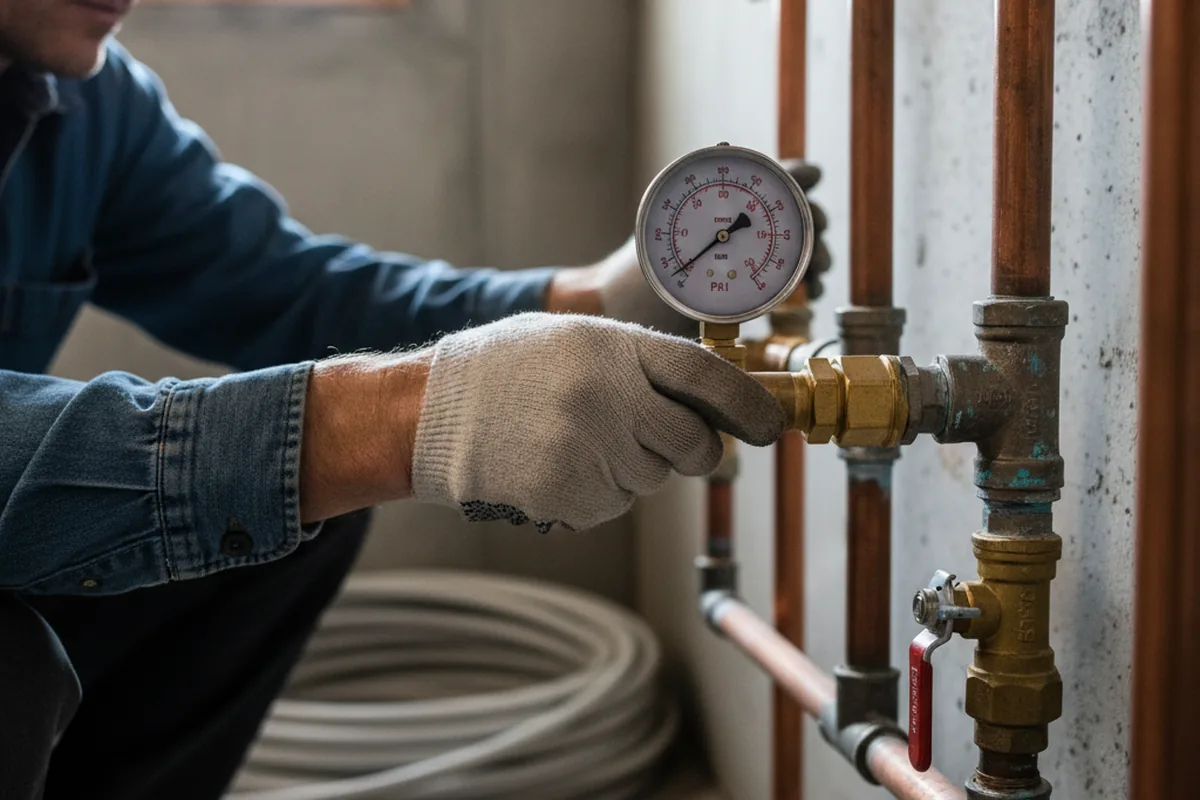 Pressure testing a repaired line during Water Line Repair in Icard